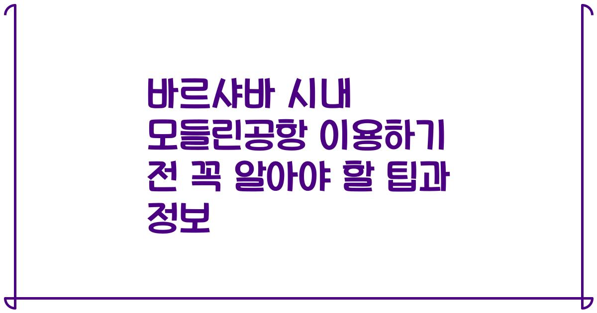 바르샤바 시내 모들린공항 이용하기 전 꼭 알아야 할 팁과 정보