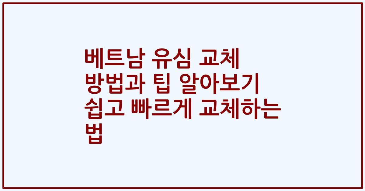 베트남 유심 교체 방법과 팁 알아보기 쉽고 빠르게 교체하는 법