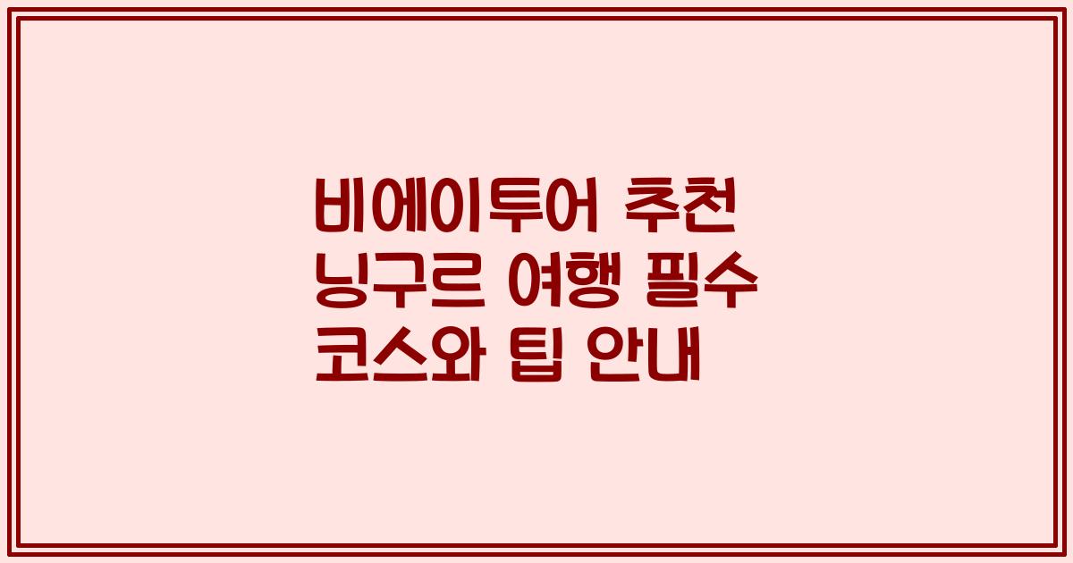 비에이투어 추천 닝구르 여행 필수 코스와 팁 안내