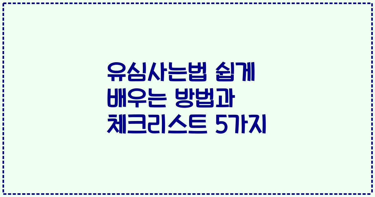 유심사는법 쉽게 배우는 방법과 체크리스트 5가지