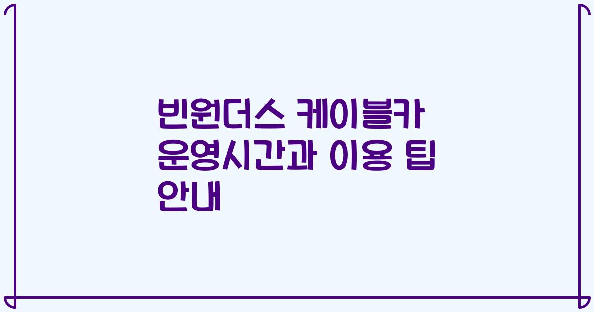 빈원더스 케이블카 운영시간과 이용 팁 안내