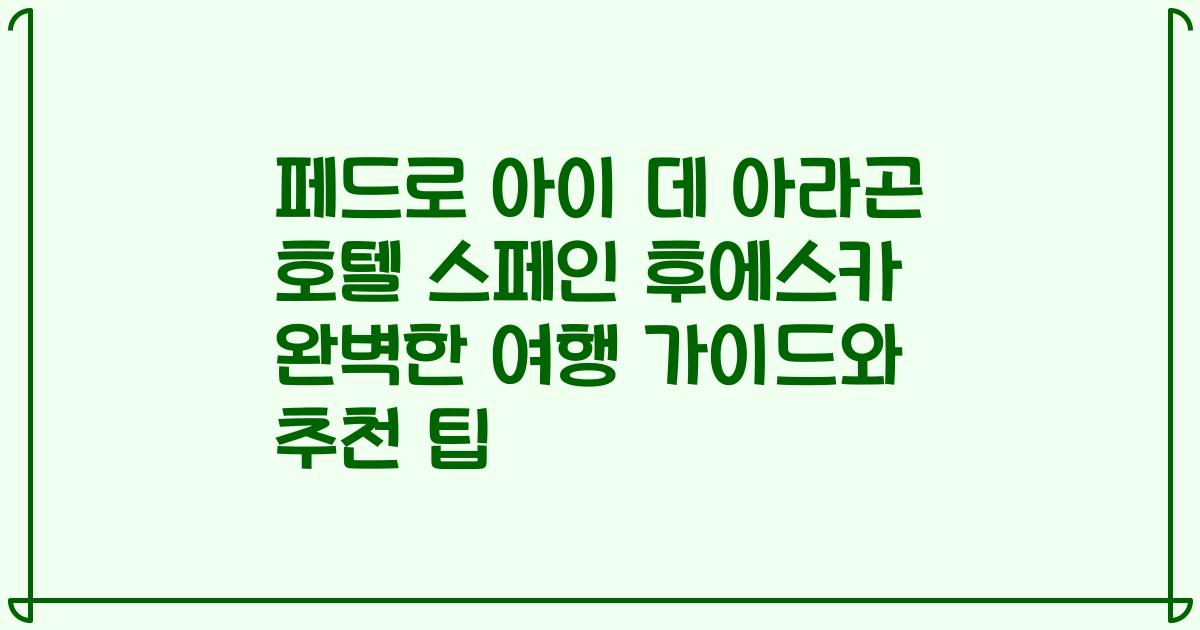 페드로 아이 데 아라곤 호텔 스페인 후에스카 완벽한 여행 가이드와 추천 팁